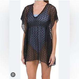 Becca by Rebecca Virtue Black Crochet Cover Up Size 14/16